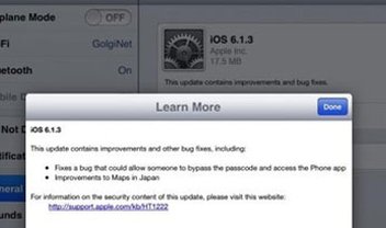 Apple lança atualização para o iOS 6.1.3