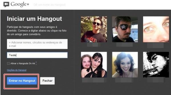 Entrar no Hangout