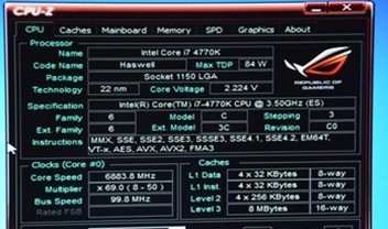 Overclock leva Intel Haswell Core i7-4770K a 6,88 GHz