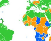 Mapa mostra qual o navegador mais popular em cada país