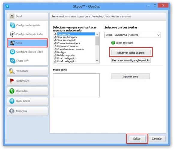 Tirando o som do Skype