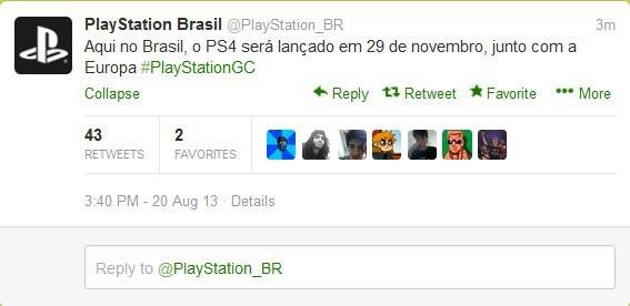 PlayStation 4 chega ao Brasil em 29 de novembro