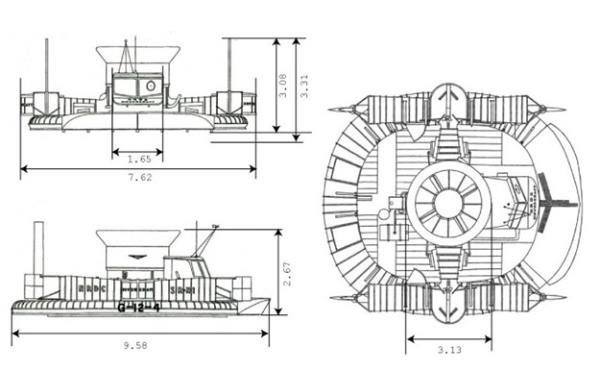 Dimensões e modelo do SR.N1