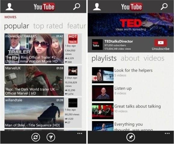 YouTube para Windows Phone