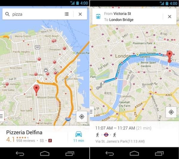 Mapas e roteiros com o Google Maps
