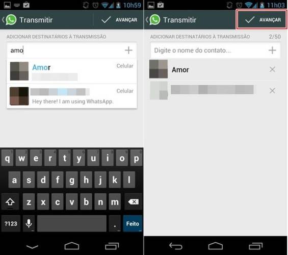 Adicionando os contatos