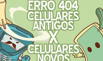 Erro 404: celulares antigos vs. novos, que disputa acirrada! [ilustração]