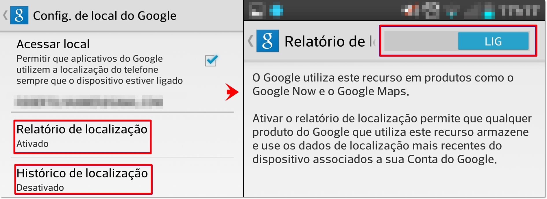 Acessando as Configurações de Localização