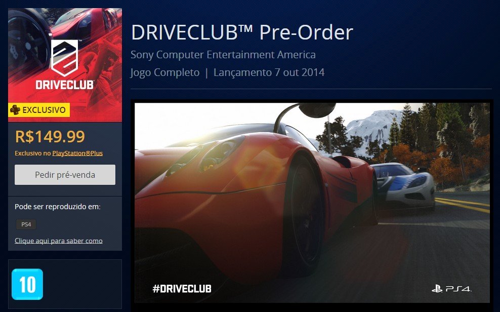 Driveclub será o terceiro jogo gratuito da PS Plus para PS4 em outubro