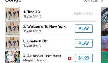 Taylor Swift ocupa primeiro lugar da parada do iTunes canadense com ruído