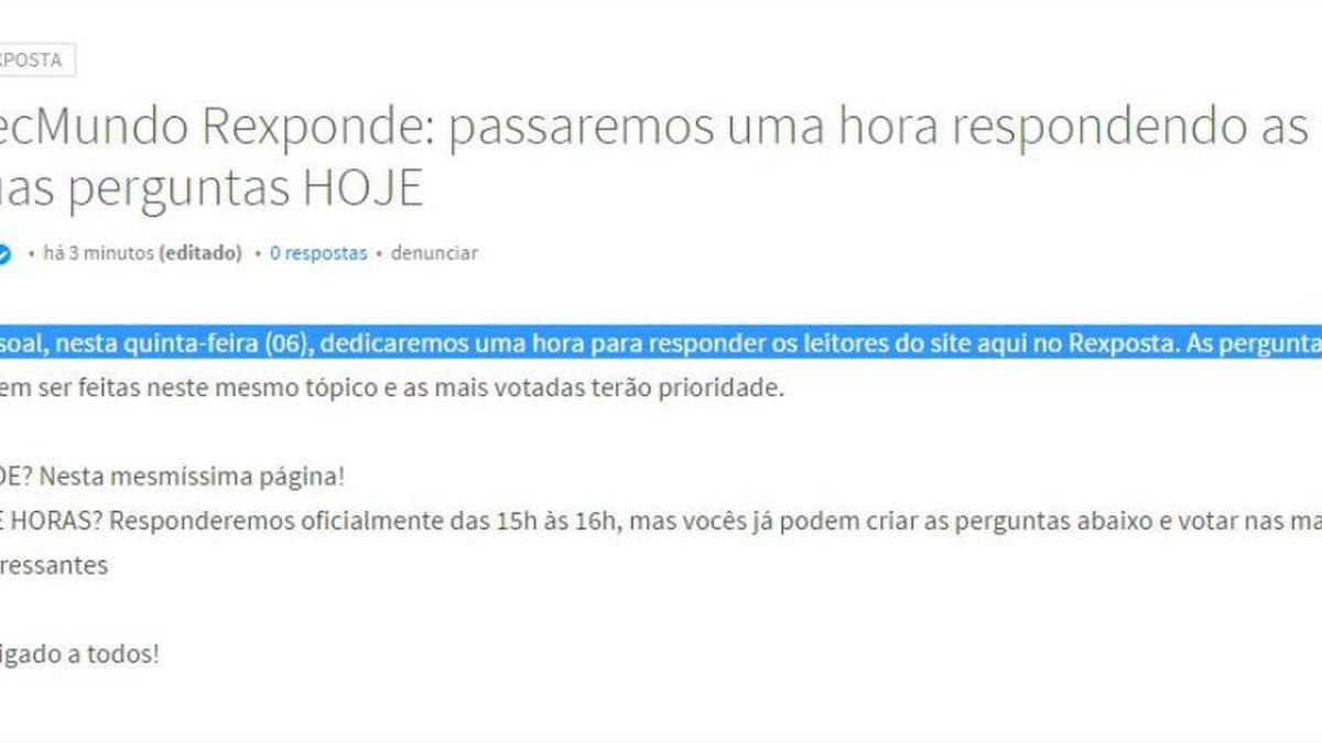 Rexposta: está no ar o espaço do TecMundo para quem é fã de tecnologia -  TecMundo