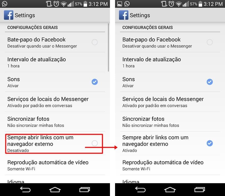 Fazer App do Facebook Abrir Links no Navegador Padrão