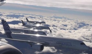 Airbus faz manobras ousadas com cinco aviões comerciais A350 [vídeo]