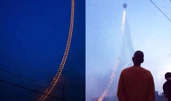 Fogos de artifício formam uma impressionante ‘Escada para o Céu’, na China