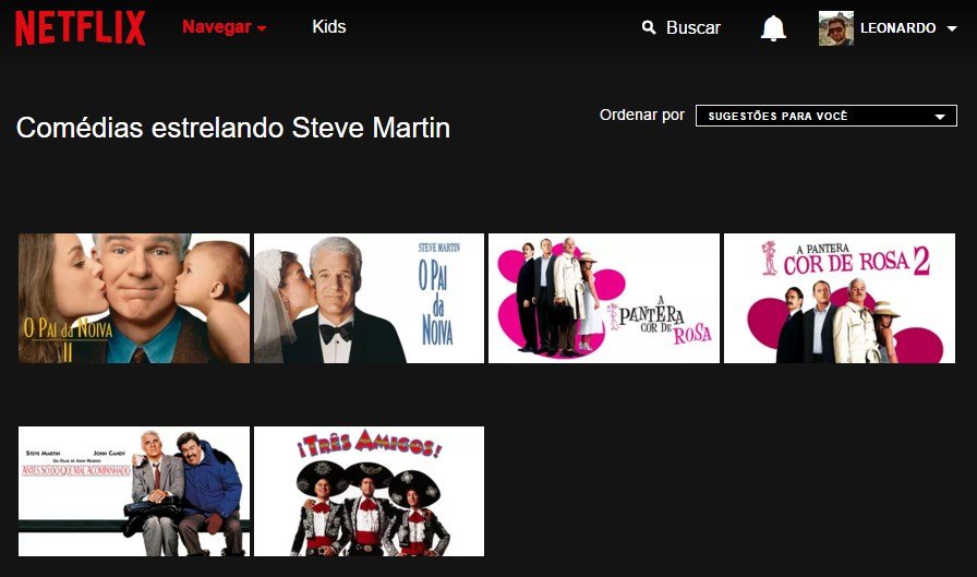 Como navegar no Netflix por categorias?