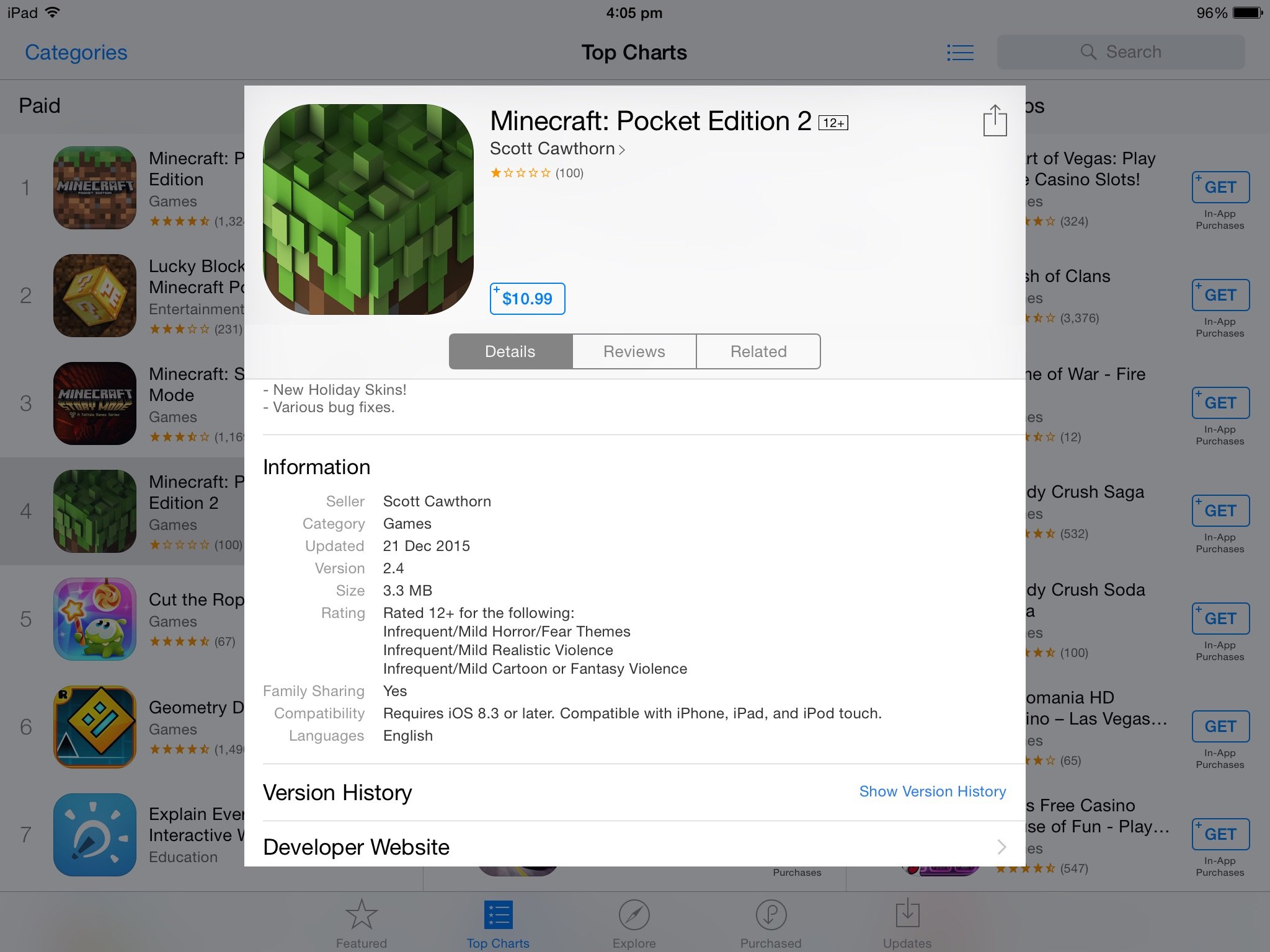 Minecraft falso desponta no top 10 da App Store antes de ser removido -  TecMundo