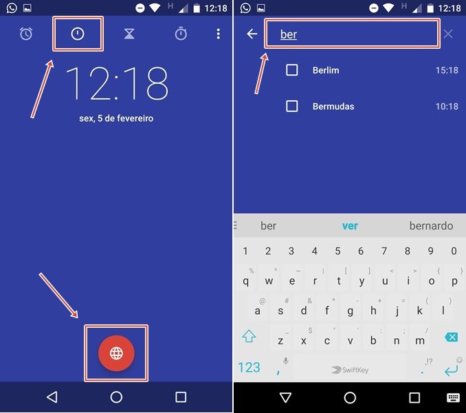Como adicionar fusos horários no relógio do Android