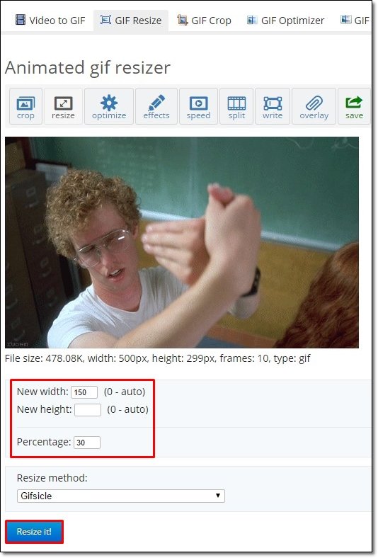 Como redimensionar gif online
