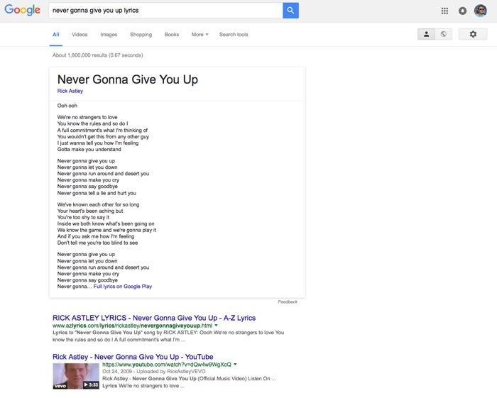Google passa a mostrar letras de músicas no resultado das pesquisas