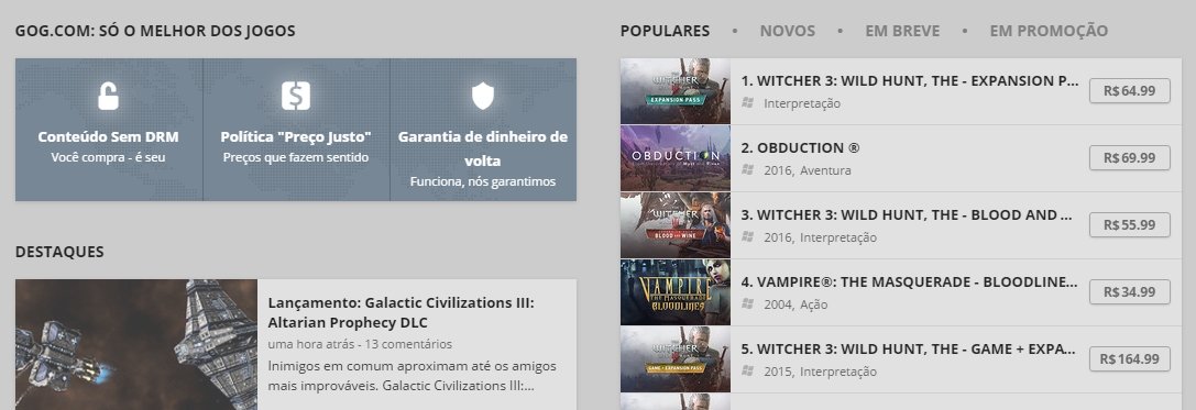 Plataforma de jogos GOG estreia no Brasil em português e com preços em reais  - Giz Brasil