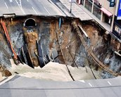 Vídeo mostra cratera de 15 metros de profundidade engolindo rua no Japão