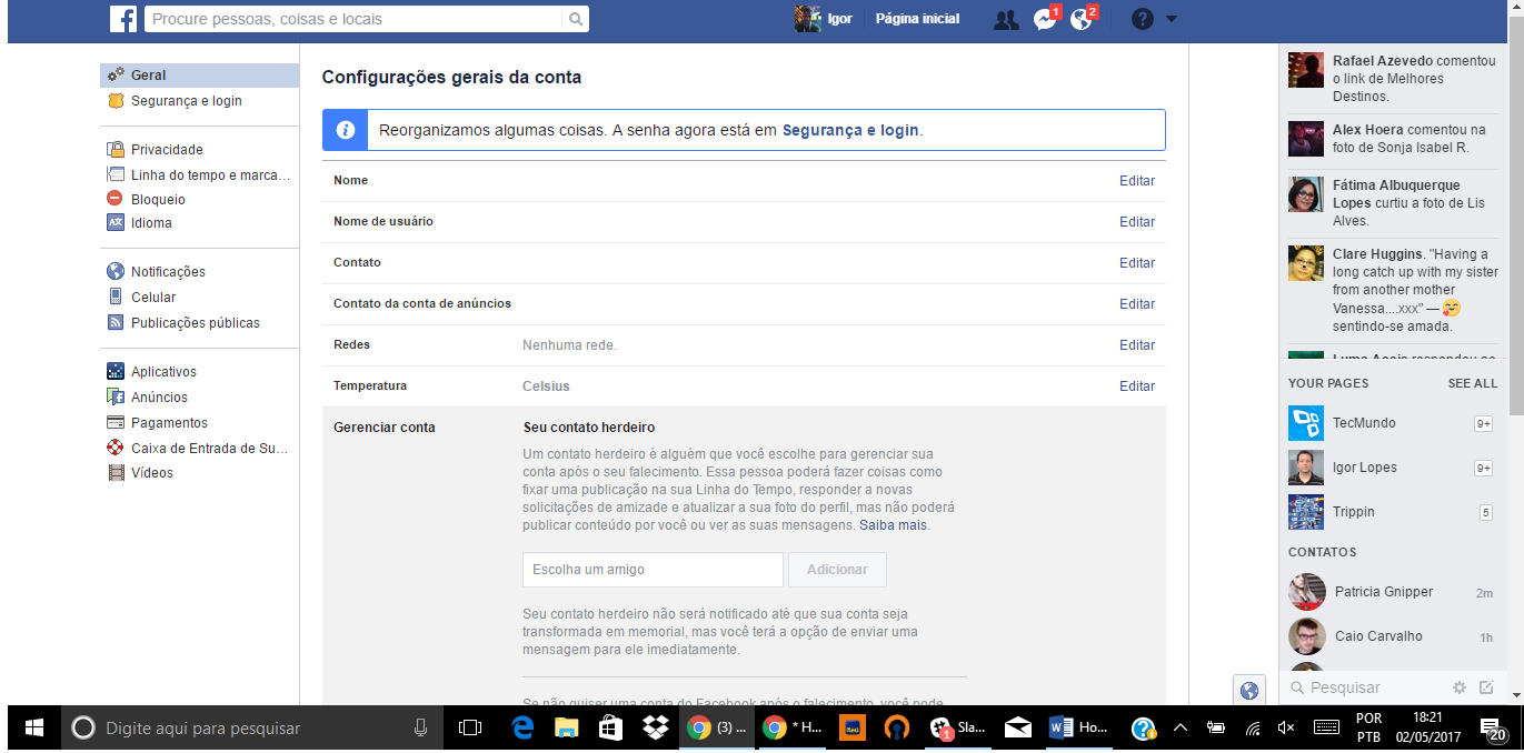 Gerenciar amigos (adicionar/remover)