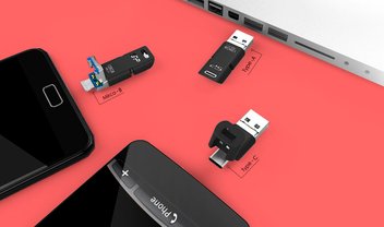 Pendrive estilo ‘canivete suíço’ tem conexões USB-A, USB-C e micro USB