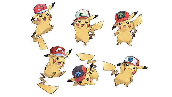 Diversas versões de Pikachu