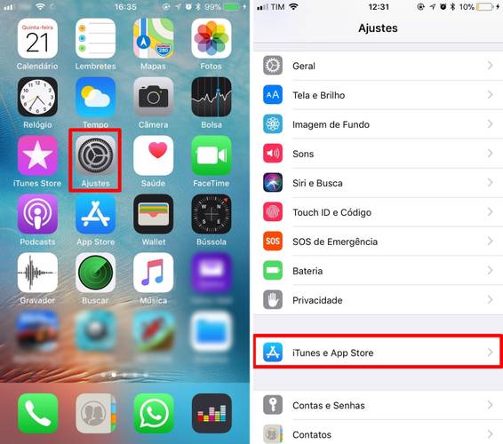 Uma captura de tela do iPhone