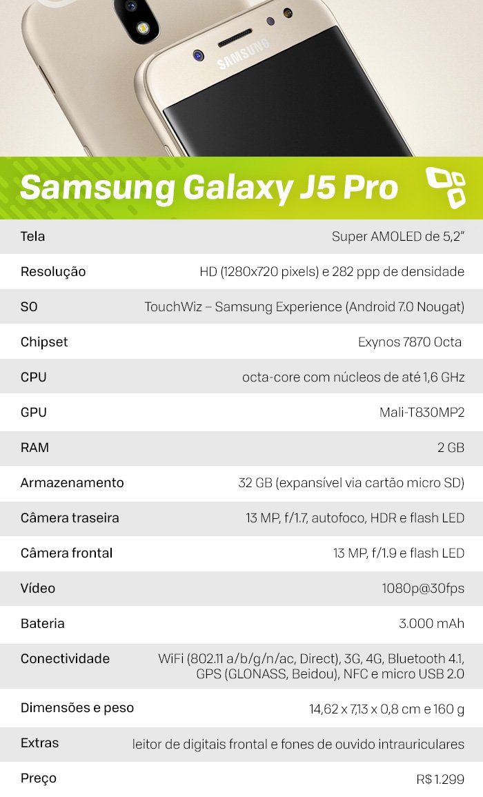 Especificações Galaxy J5 Pro