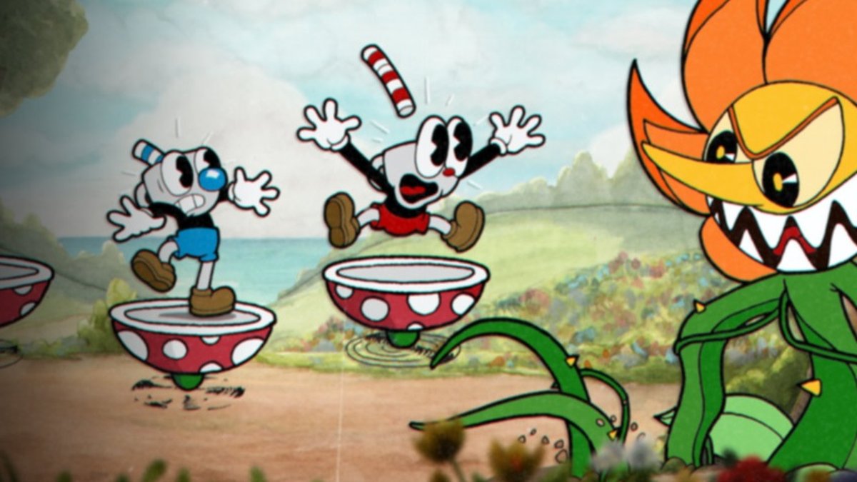 Speedrunner joga Cuphead enquanto sobe e desce uma montanha