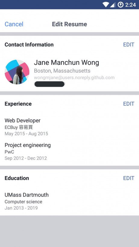 Facebook CV