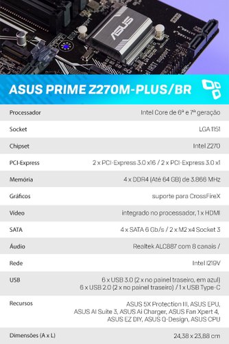 Especificações ASUS Z270M