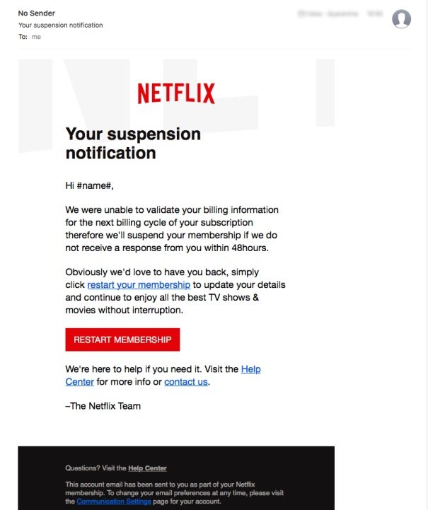 Netflix phishing golpe