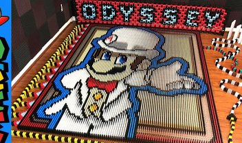 Artista usa quase 150 mil dominós para homenagear Super Mario Odyssey