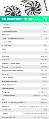 Dados GALAX 1070Ti EX-SNPR
