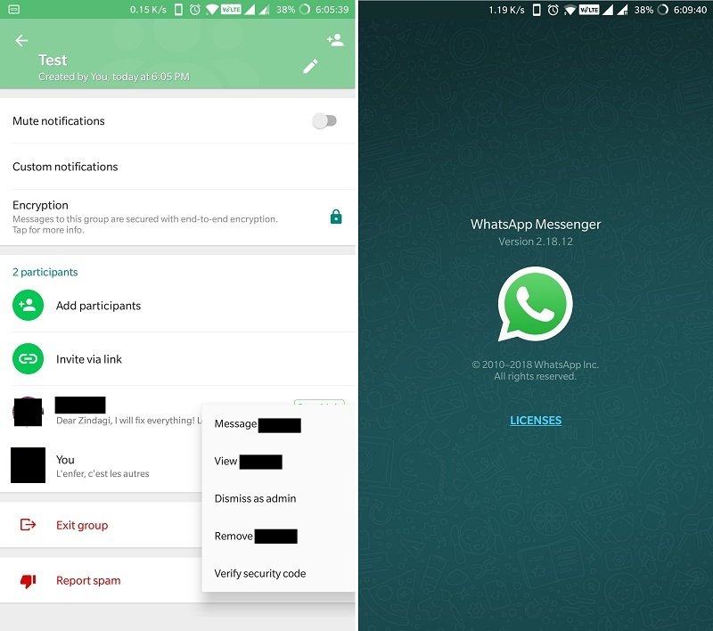 WhatsApp Beta Dismiss Admin