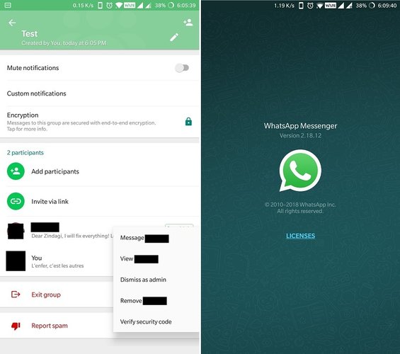 WhatsApp Beta Dismiss Admin