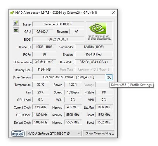 NVIDIA Inspector - GTX 1080Ti