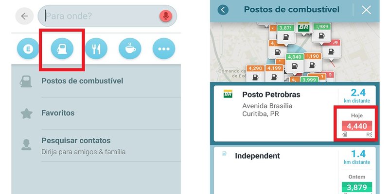 Waze e combustíveis