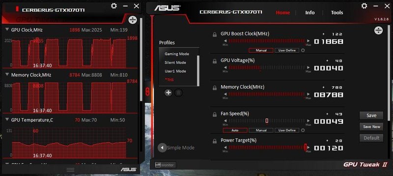 Overclocking Cerberus 1070Ti