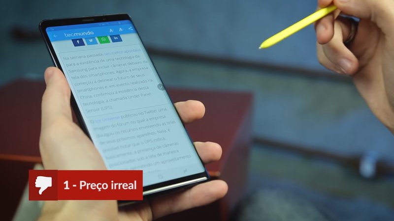 Galaxy Note 9 prós e contras