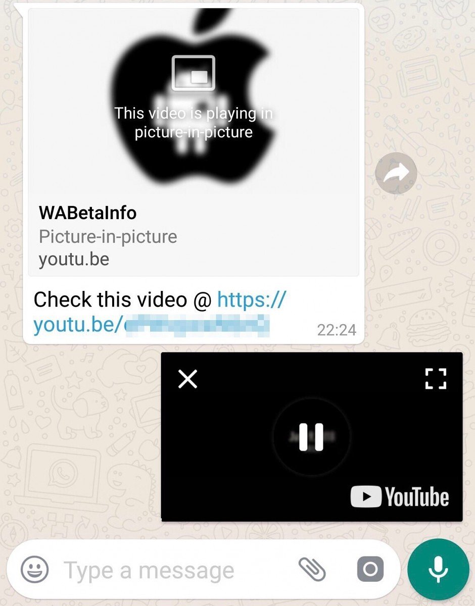 WhatsApp PiP videos conversas