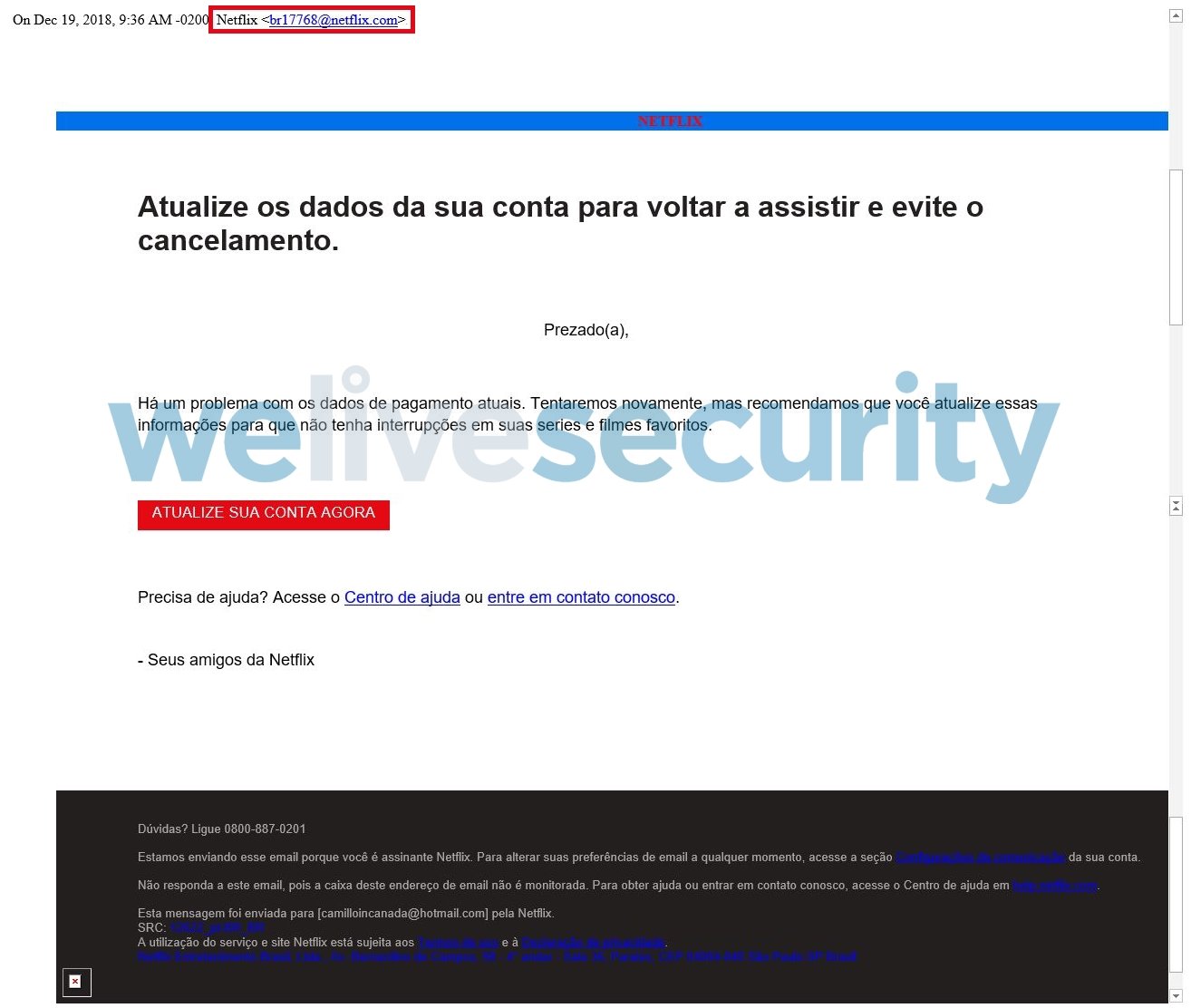 Cuidado com o Golpe da Netflix: falso e-mail pede atualização 