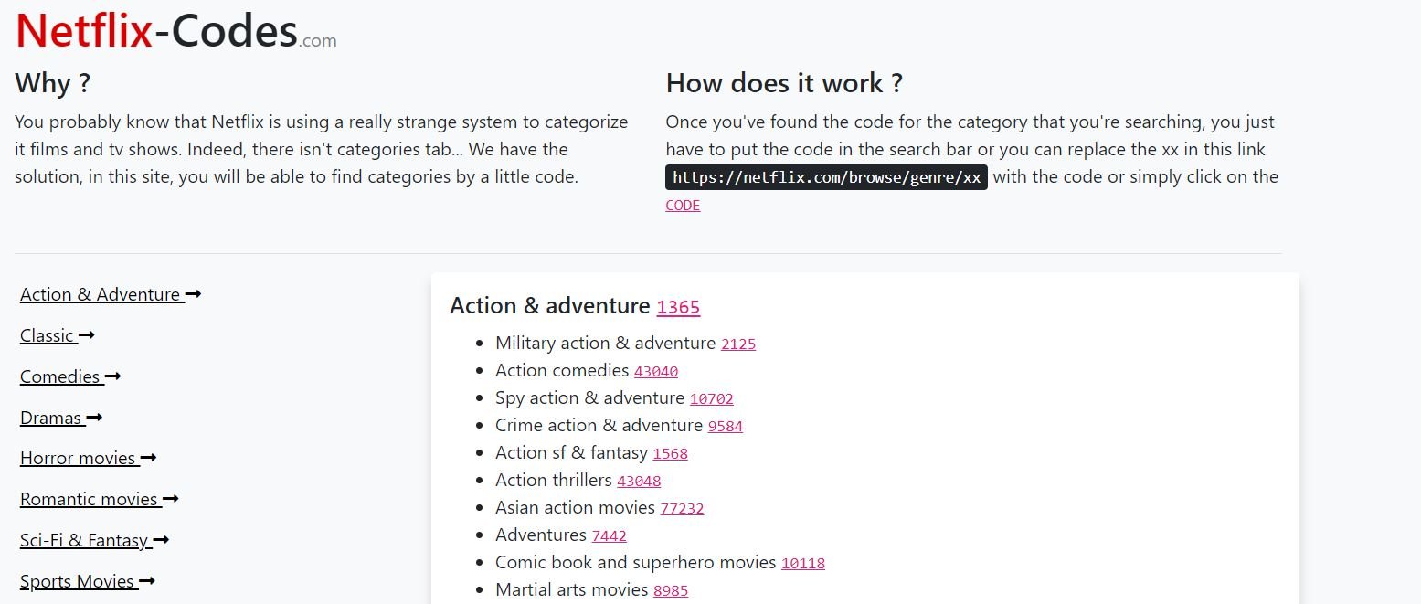 Netflix - Aqui vão alguns códigos de categorias secretas no meu site. De  nada. (Para usar, basta escrever o número depois de netflix.com/browse/genre/  direto no navegador)