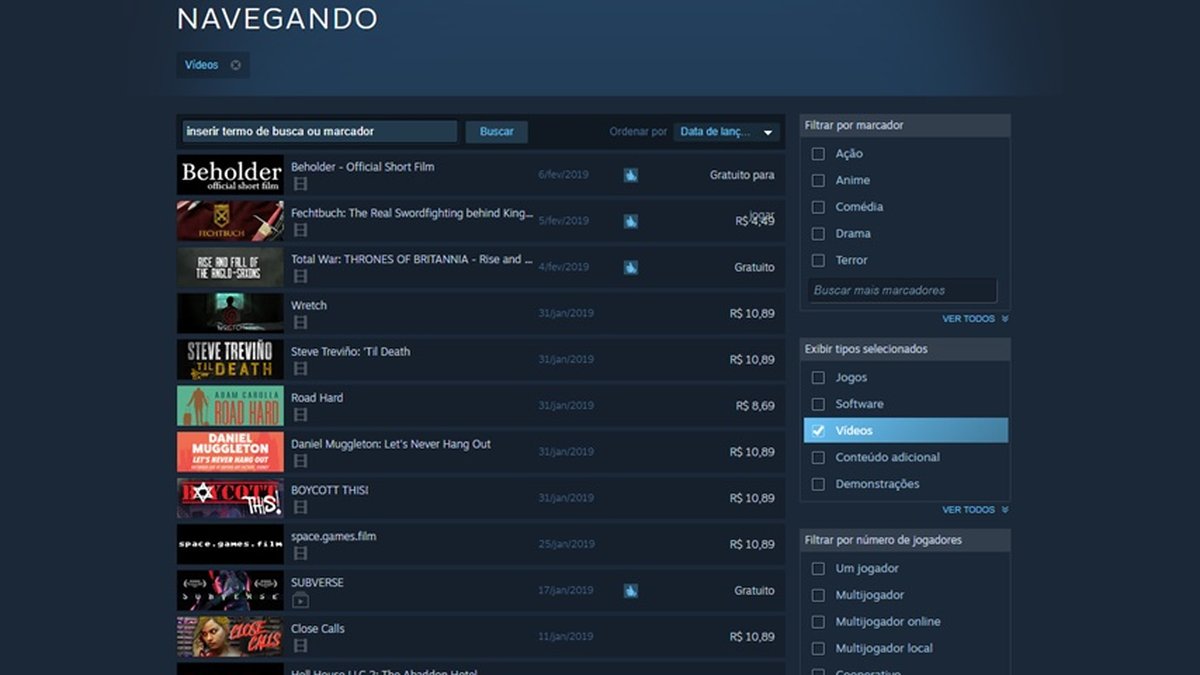 Como comprar e assistir a filmes no Steam, plataforma de games