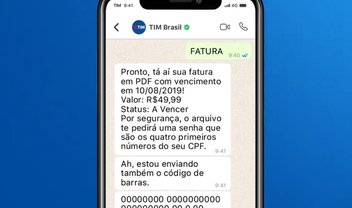 TIM agora envia a sua fatura do telefone direto pelo WhatsApp