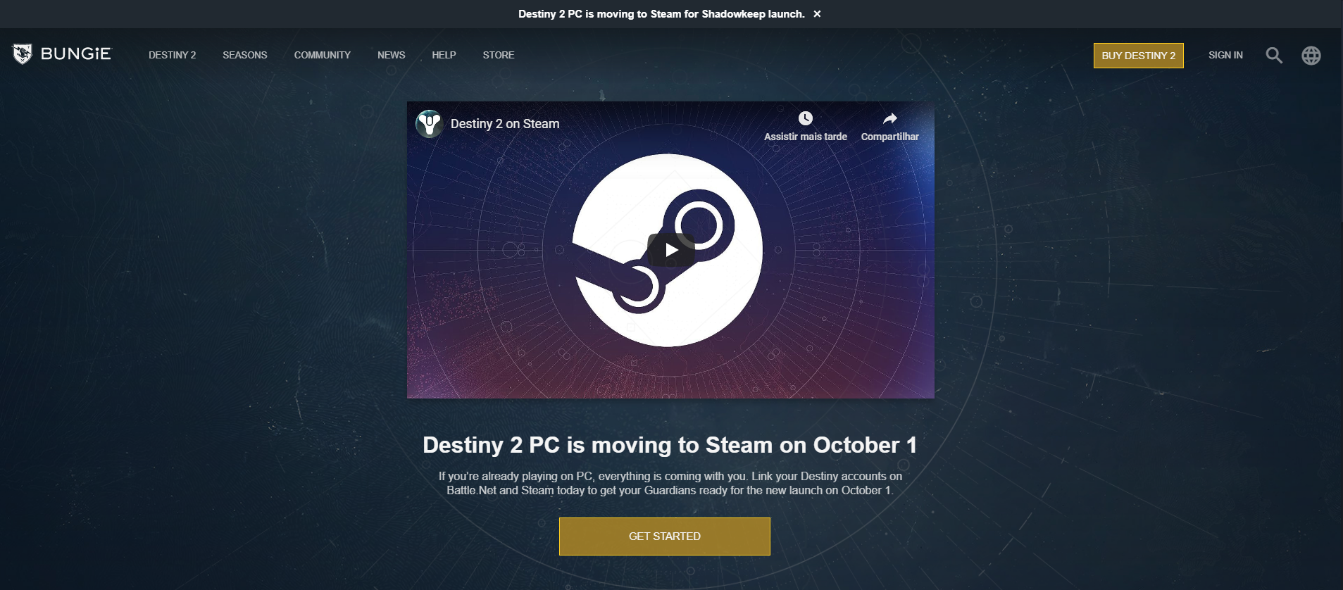 Destiny 2: última semana para fazer a transferência para o Steam