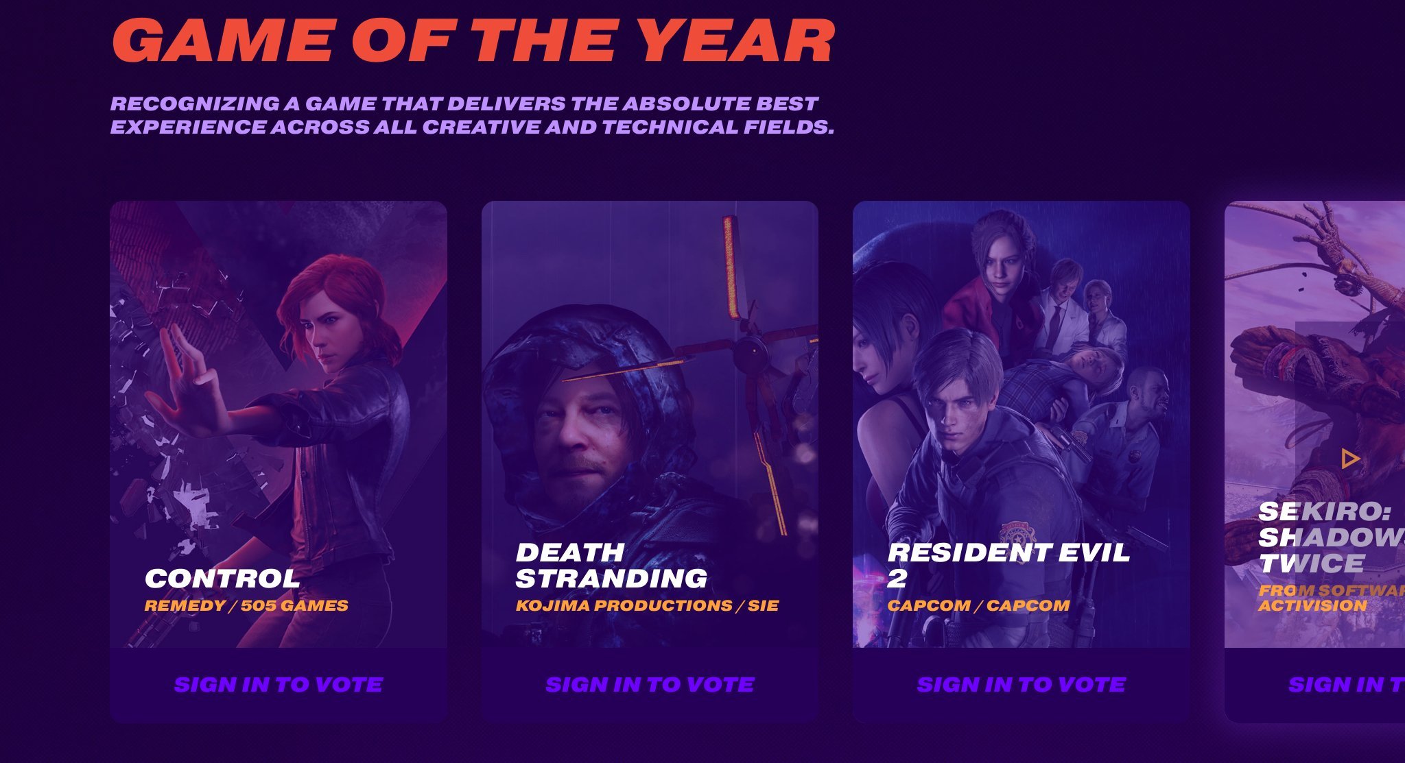 The Game Awards: todos os premiados, Sekiro ganha o GOTY 2019 - Windows Club