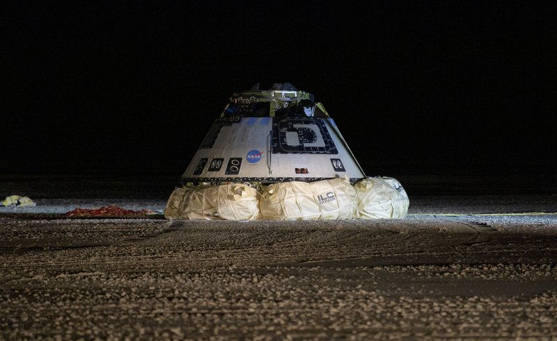 CST-100 Starliner após retornar à Terra (Fonte: NASA/Divulgação)